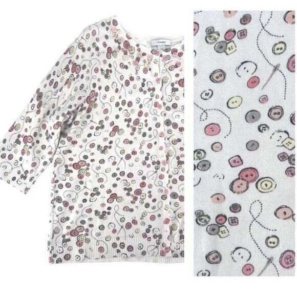 Cj Banks Womens Printed sewing seamstress Button Front Cardigan White Size 1X - Picture 12 of 12